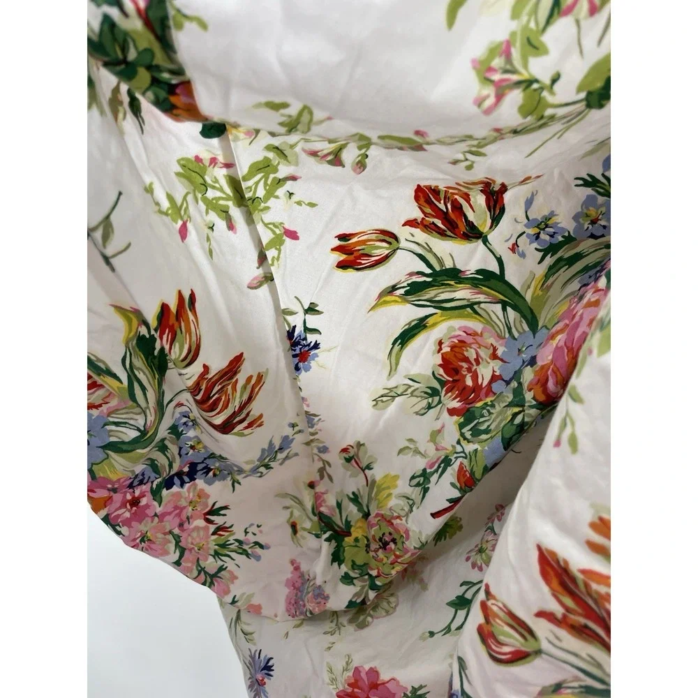 Vintage Ralph Lauren Belle Harbor Floral White Twin Fitted Sheet made in Italy